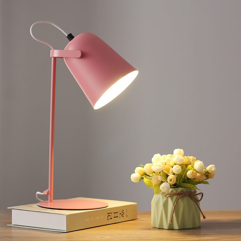 Nordic Macaron Color Creative Iron Bucket Design 1-Light Table Lamp Full