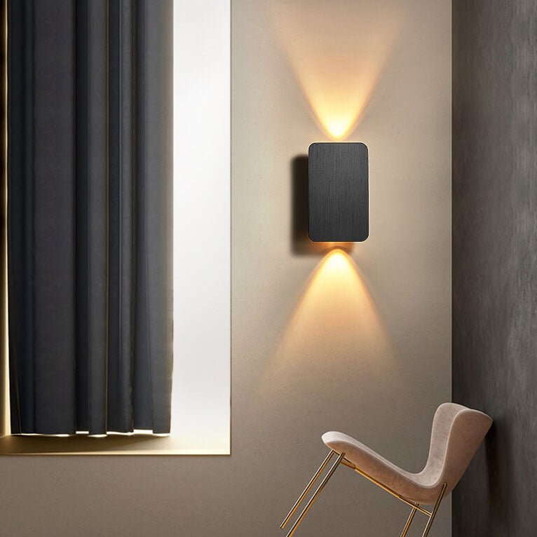 Nordic Minimalist Aluminum Rectangular Flat Panel 2-Light LED Wall Sconce Lamp Alternate