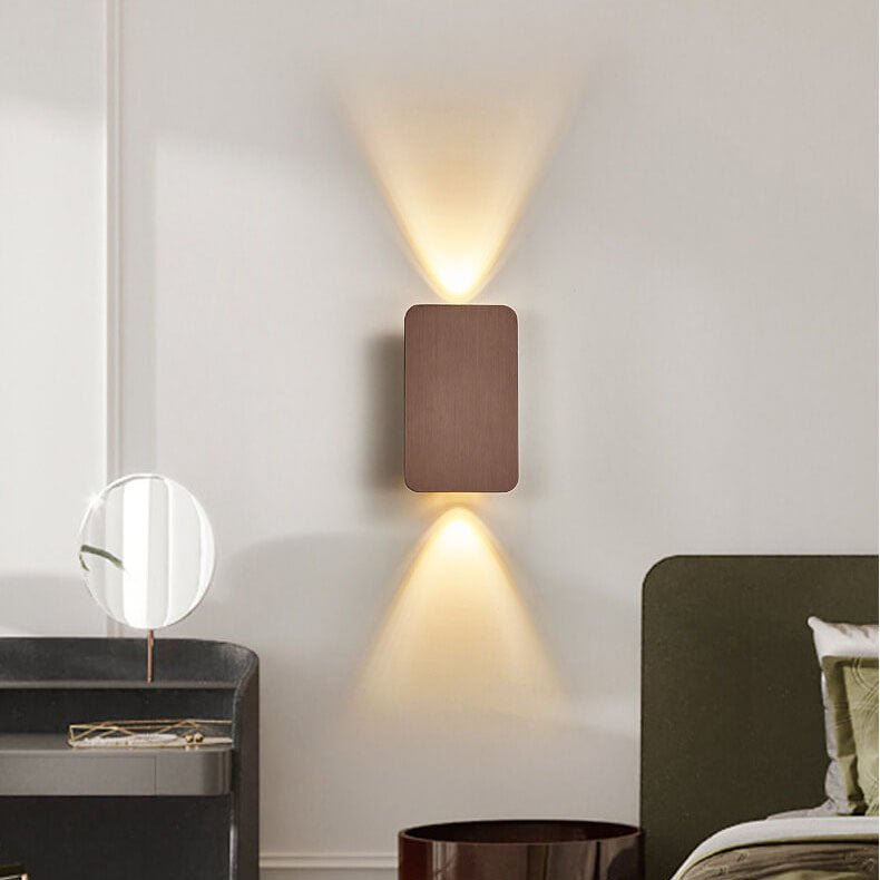 Nordic Minimalist Aluminum Rectangular Flat Panel 2-Light LED Wall Sconce Lamp Angle