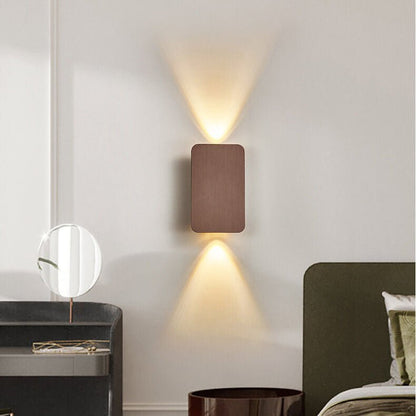Nordic Minimalist Aluminum Rectangular Flat Panel 2-Light LED Wall Sconce Lamp Angle