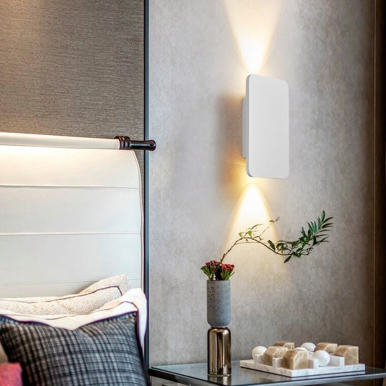Nordic Minimalist Aluminum Rectangular Flat Panel 2-Light LED Wall Sconce Lamp Detail