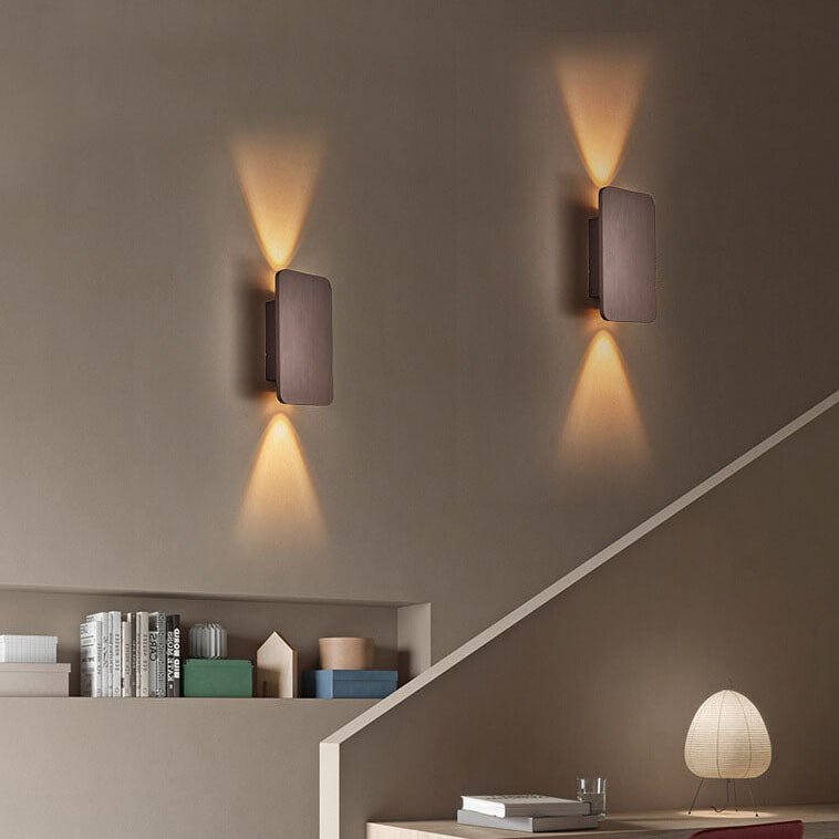 Nordic Minimalist Aluminum Rectangular Flat Panel 2-Light LED Wall Sconce Lamp Lifestyle