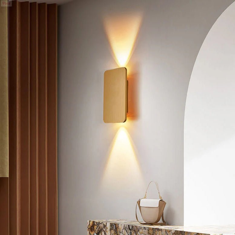 Nordic Minimalist Aluminum Rectangular Flat Panel 2-Light LED Wall Sconce Lamp View 11