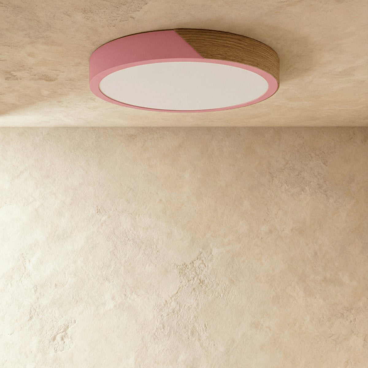 Nowoczesna Lampa Sufitowa LED Drewno Okrągła Angle