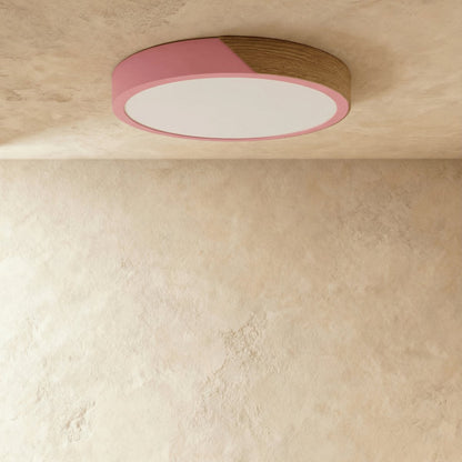 Nowoczesna Lampa Sufitowa LED Drewno Okrągła Angle