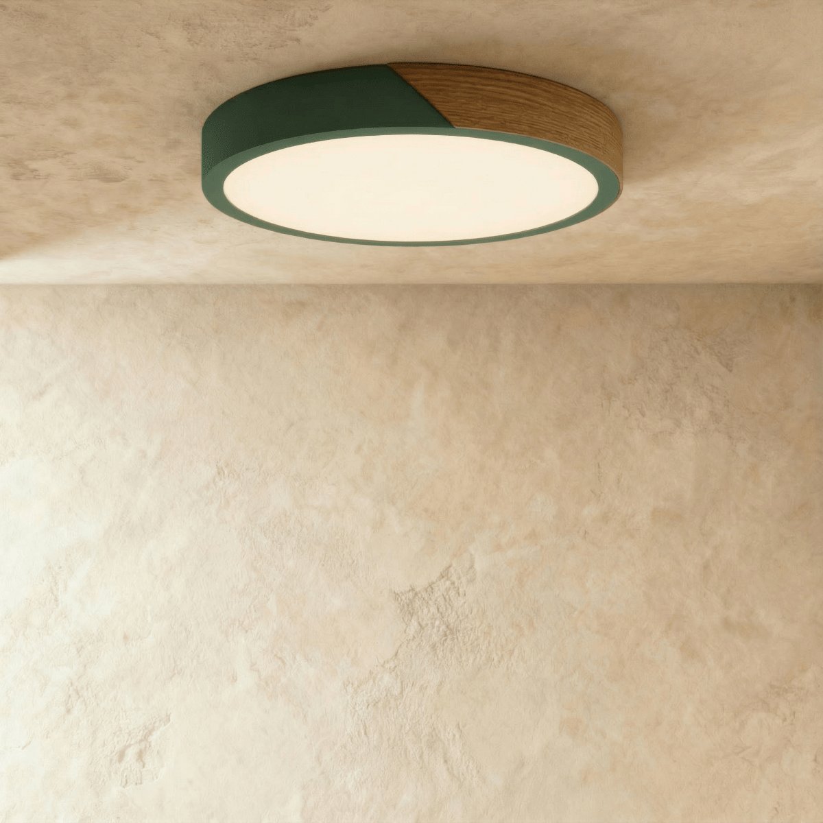 Nowoczesna Lampa Sufitowa LED Drewno Okrągła Detail