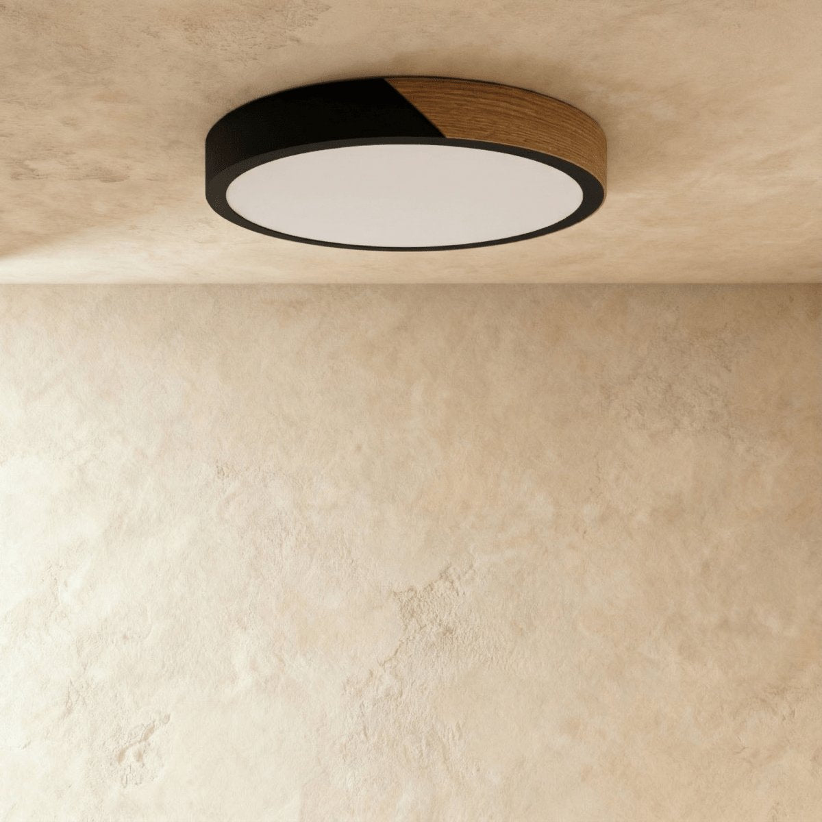 Nowoczesna Lampa Sufitowa LED Drewno Okrągła Front