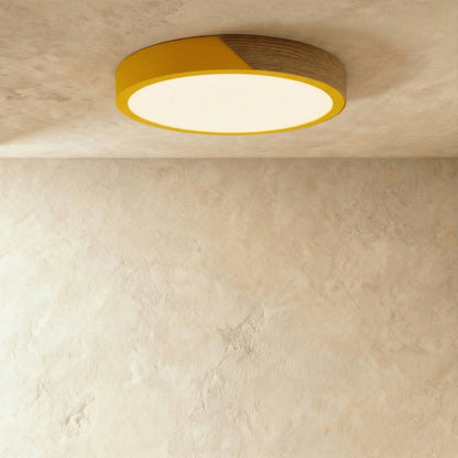 Nowoczesna Lampa Sufitowa LED Drewno Okrągła Full