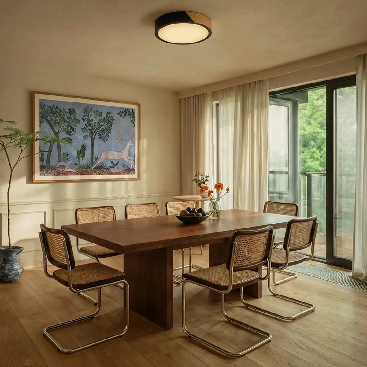 Nowoczesna Lampa Sufitowa LED Drewno Okrągła View 16