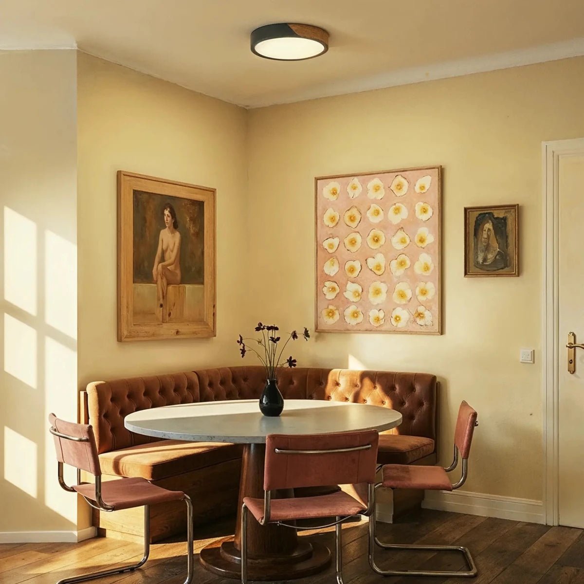 Nowoczesna Lampa Sufitowa LED Drewno Okrągła View 19