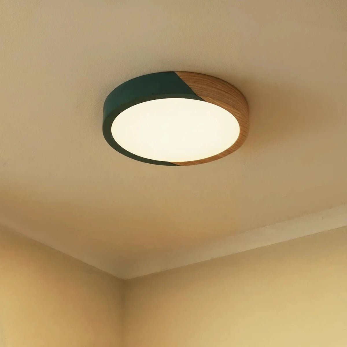 Nowoczesna Lampa Sufitowa LED Drewno Okrągła View 20