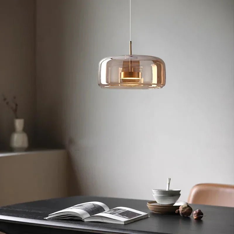 Nowoczesna Szklana Lampa Wisząca LED ze Złotym Wykończeniem Side