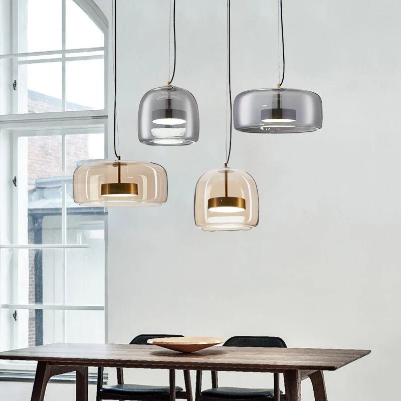 Nowoczesna Szklana Lampa Wisząca LED ze Złotym Wykończeniem View 20