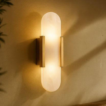 Postmodernistyczna Alabastrowa Lampa Ścienna z Marmurowym Kloszem Back