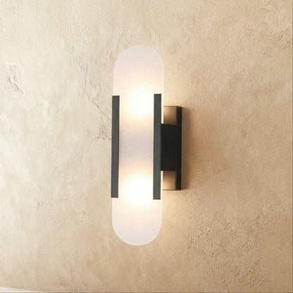 Postmodernistyczna Alabastrowa Lampa Ścienna z Marmurowym Kloszem Front