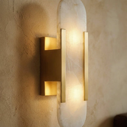 Postmodernistyczna Alabastrowa Lampa Ścienna z Marmurowym Kloszem Full