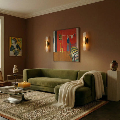 Postmodernistyczna Alabastrowa Lampa Ścienna z Marmurowym Kloszem View 12