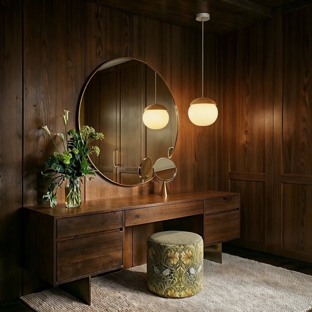 Skandynawska Drewniana Lampa Wisząca Półkula View 12