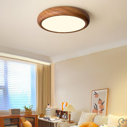 Skandynawska Lampa Sufitowa Okrągła z Wzorem Drewna Angle
