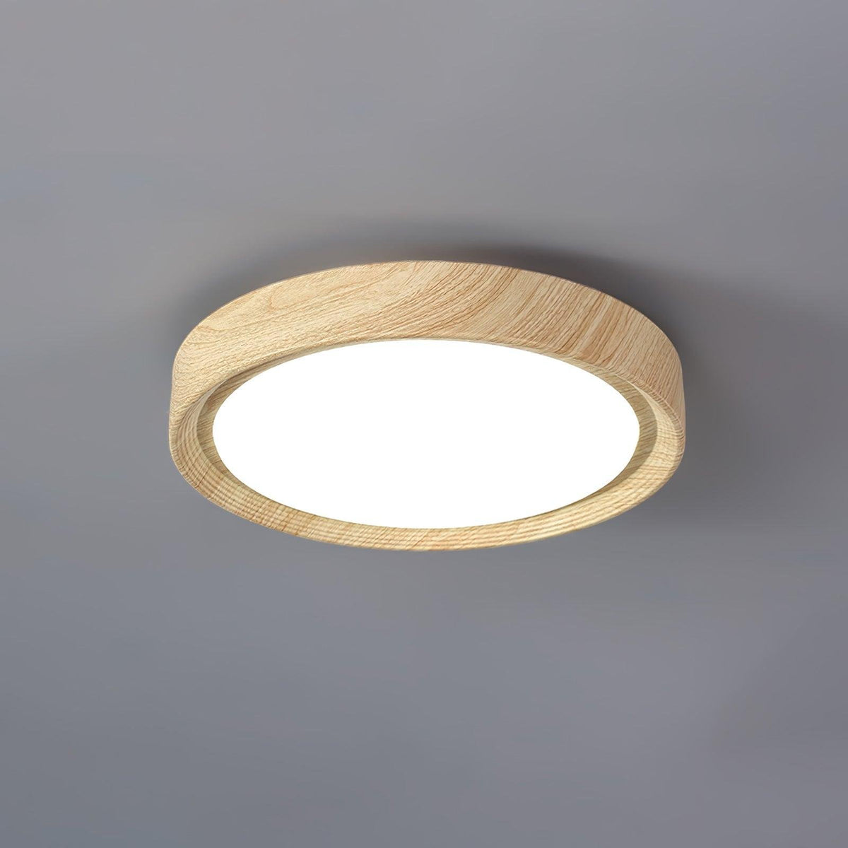 Skandynawska Lampa Sufitowa Okrągła z Wzorem Drewna View 33
