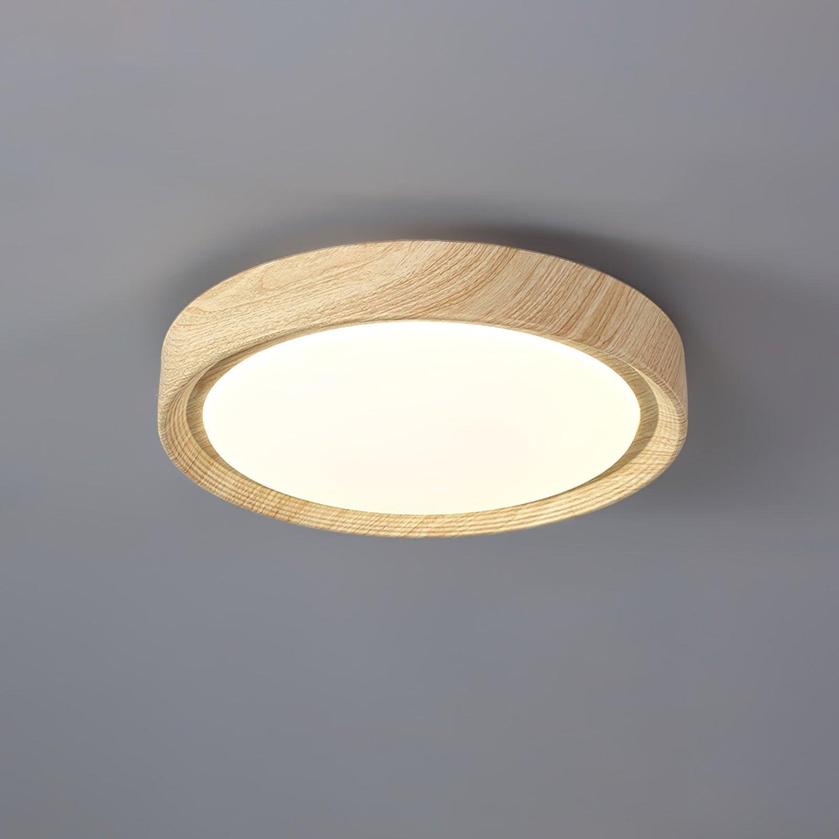Skandynawska Lampa Sufitowa Okrągła z Wzorem Drewna View 34