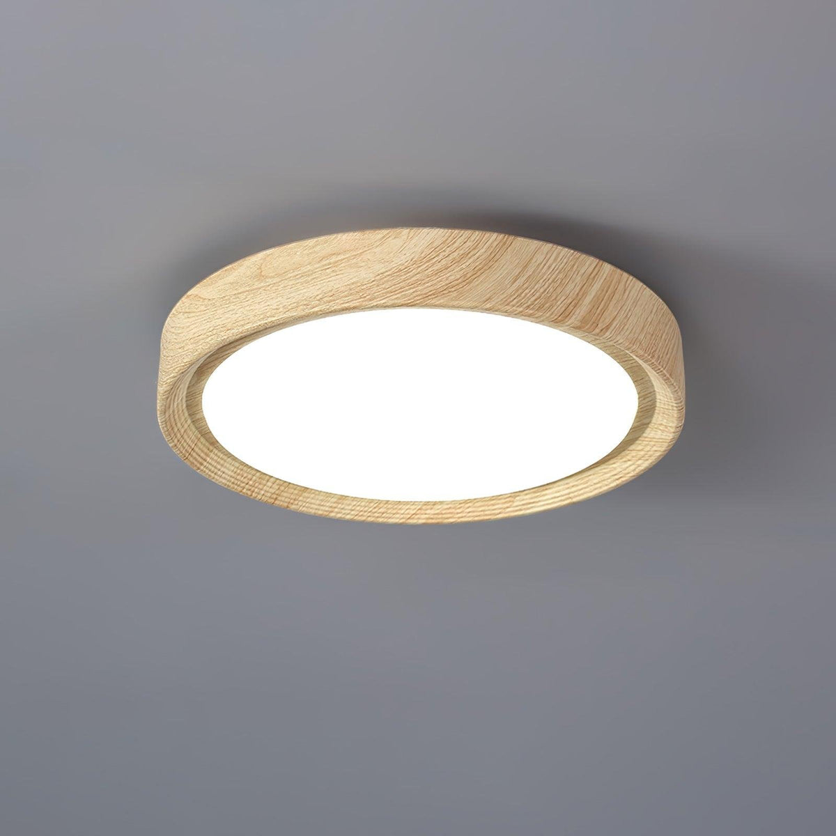Skandynawska Lampa Sufitowa Okrągła z Wzorem Drewna View 35