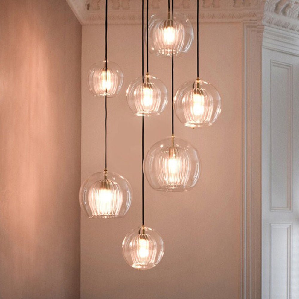 Szklana Kula Lampa Wisząca Przezroczysta lub Bursztynowa Detail