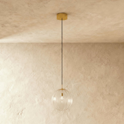 Szklana Lampa Wisząca Witrażowa Kula Ryflowana Side