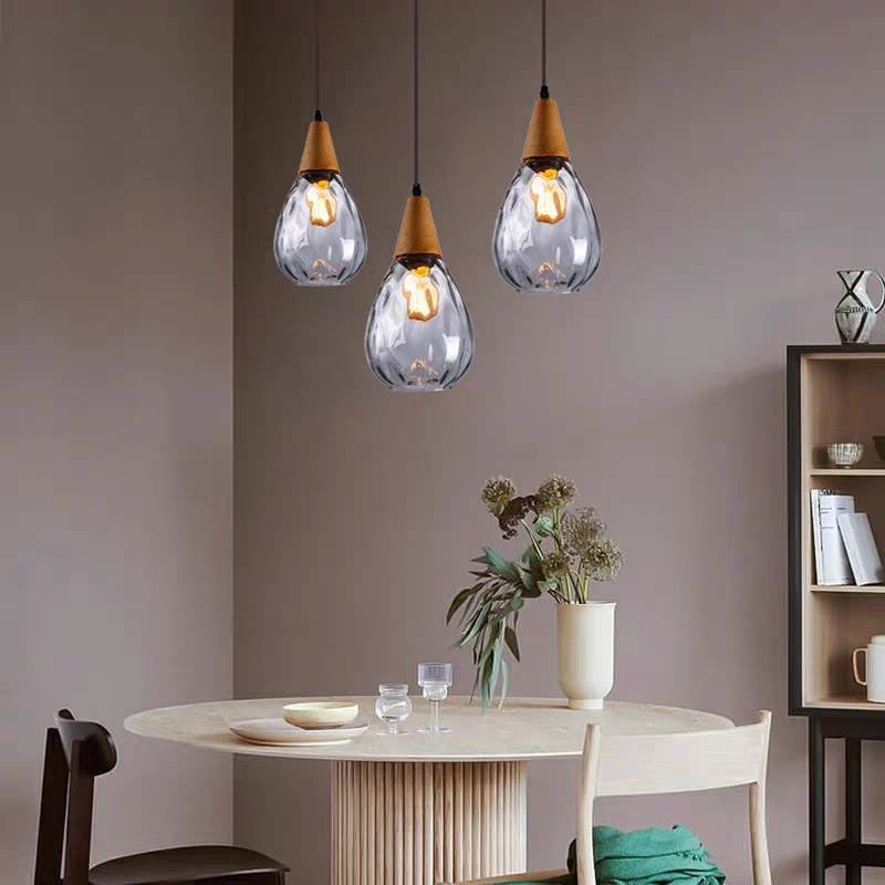 Szklana Lampa Wisząca Łza Organiczny Klosz Back