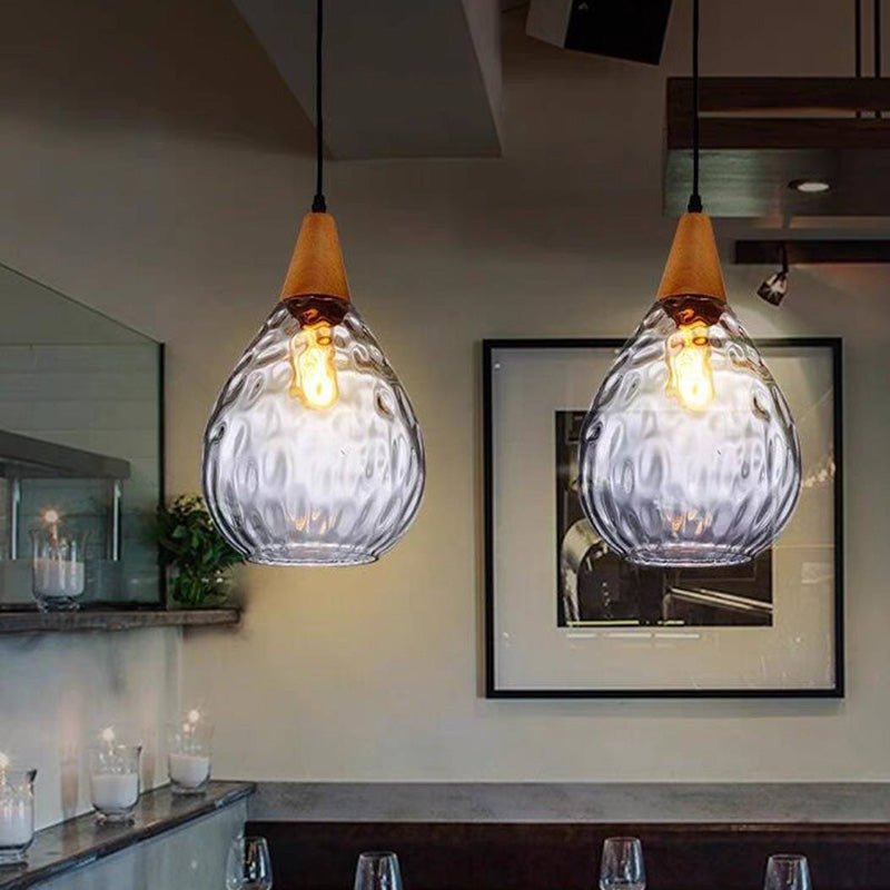 Szklana Lampa Wisząca Łza Organiczny Klosz Close Up