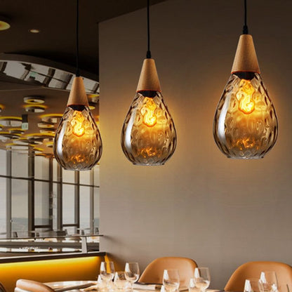 Szklana Lampa Wisząca Łza Organiczny Klosz Front