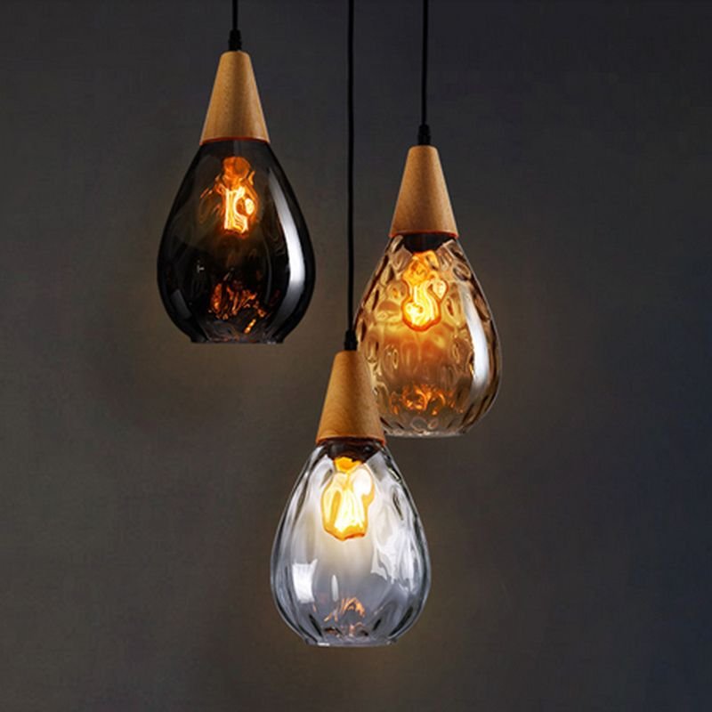 Szklana Lampa Wisząca Łza Organiczny Klosz View 12
