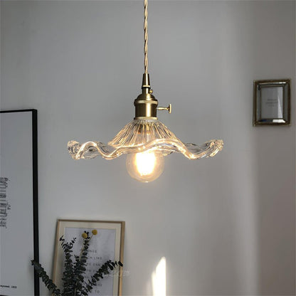 Trendy Lampa Wisząca Kwiat Hibiskusa Falowany Klosz Angle