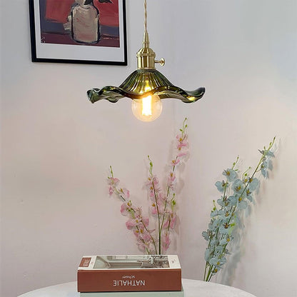 Trendy Lampa Wisząca Kwiat Hibiskusa Falowany Klosz Back