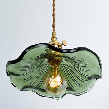 Trendy Lampa Wisząca Kwiat Hibiskusa Falowany Klosz Close Up