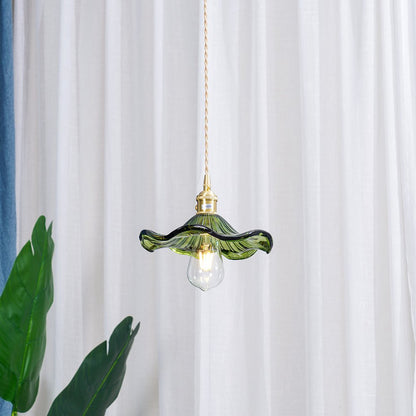 Trendy Lampa Wisząca Kwiat Hibiskusa Falowany Klosz Side