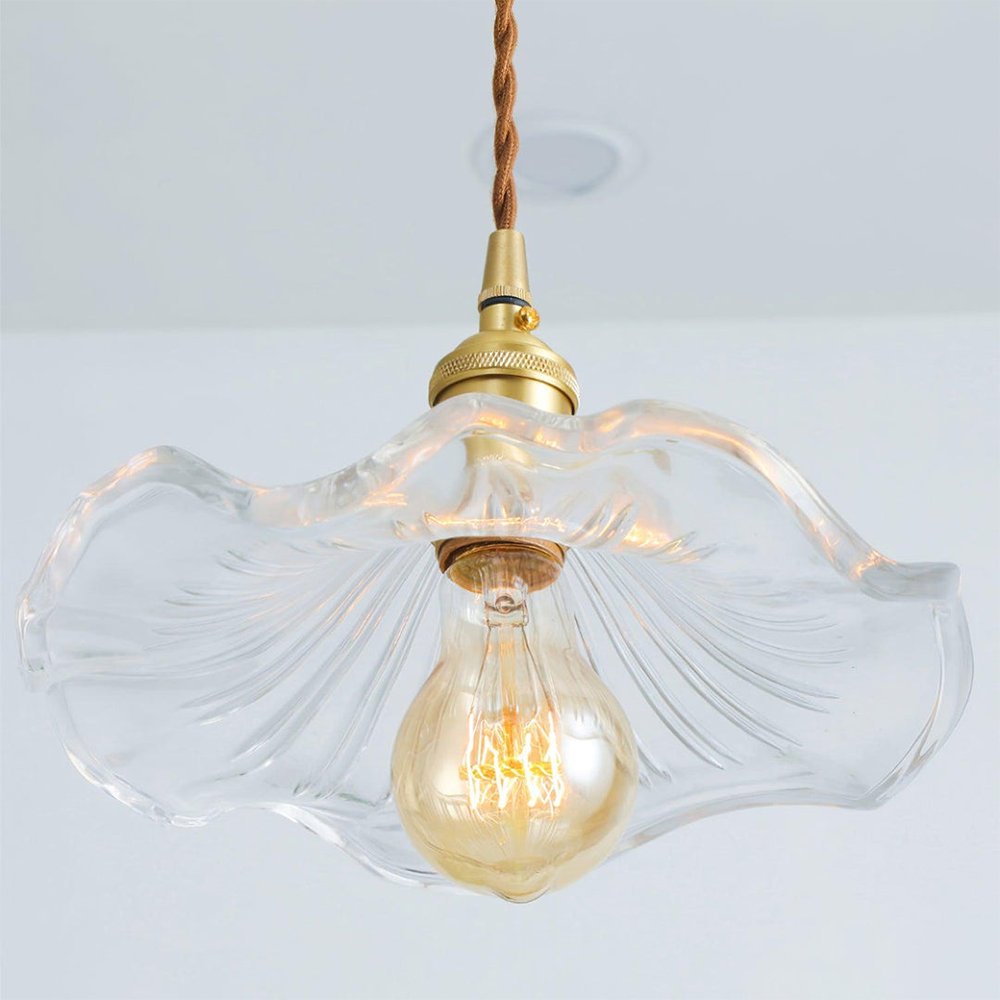 Trendy Lampa Wisząca Kwiat Hibiskusa Falowany Klosz View 11