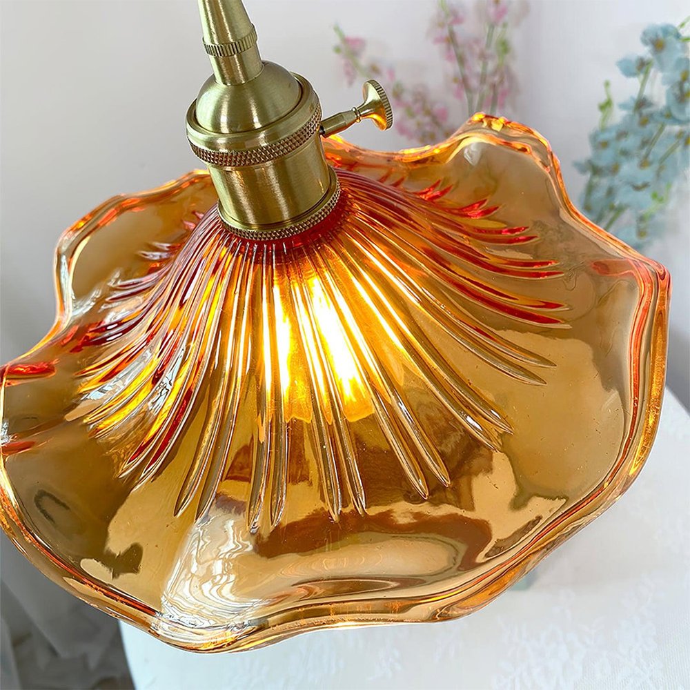Trendy Lampa Wisząca Kwiat Hibiskusa Falowany Klosz View 15